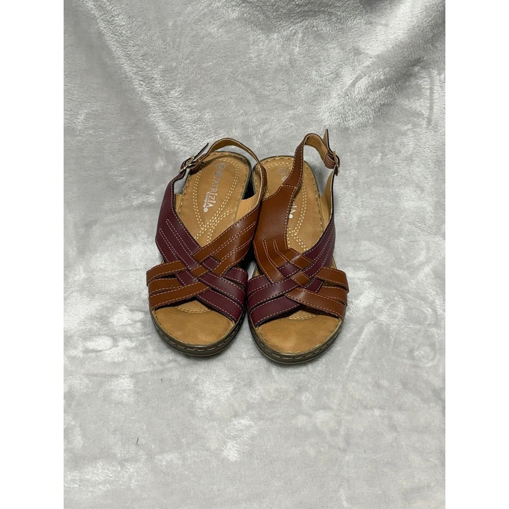 Patrizia by Spring Step D-Banca Camel Wedge Sandals Brown Burgundy Womens 39
